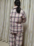 美標冬季睡衣女士三層夾棉加厚格子全棉保暖純棉家居服 棉花糖粉 M 曬單實(shí)拍圖