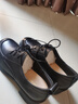ZHR頭層牛皮單鞋女通勤風(fēng)粗跟系帶女鞋工作職業(yè)樂(lè )福皮鞋女KM07黑色38 曬單實(shí)拍圖