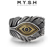 銘揚飾海 925銀上帝之眼羽毛戒指男士開(kāi)口指環(huán)潮流個(gè)性原創(chuàng  )復古手工銀飾品 曬單實(shí)拍圖