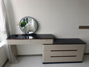 凱薩羅列  KSALOY臥室實(shí)木梳妝臺斗柜一體床尾收納柜轉角現代輕奢高級感主臥化妝桌 梳妝臺+六斗柜+LED圓鏡 120x40x77cm【超亮光鋼琴烤漆】 曬單實(shí)拍圖