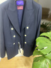 ZEZIcrilu羊毛雙排扣西裝職業(yè)套裝女公務(wù)員西褲西服外套商務(wù)通勤面試 藏青白扣 M （105-115斤） 曬單實(shí)拍圖