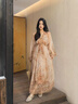 鹿王戀雪高端真絲長(cháng)袖連衣裙女春秋季2026年新款洋氣時(shí)尚輕奢桑蠶絲長(cháng)裙子 咖粉色 2XL 曬單實(shí)拍圖