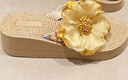 梵昇昱涼拖鞋女仙女風(fēng)坡跟人字拖時(shí)尚草編花朵厚底田園度假海邊沙灘女鞋 坡跟沙灘鞋女【黃色小花】 38 跟高5cm 曬單實(shí)拍圖