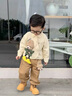 G.duck小黃鴨童裝男童套裝春秋2026新款兒童衣服男孩帥氣小熊襯衣兩件套 咖啡色 90 建議1~2歲【 80-90cm】cm 曬單實(shí)拍圖