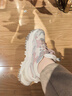 FILA FUSION 斐樂(lè )女鞋硬糖新款厚底休閑厚底老爹鞋運動(dòng)鞋 【貓爪】奶白/薄霧灰-GC 36 曬單實(shí)拍圖