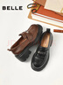 百麗（Belle）張凌赫推薦黑巧樂(lè )福鞋女商場(chǎng)英倫風(fēng)牛皮厚底小皮鞋E1Z1DAM6預售 棕色 38 曬單實(shí)拍圖