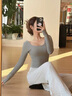名橙時(shí)尚闊腿褲女春季寬松顯瘦純色百搭垂感直筒褲簡(jiǎn)約高腰抽繩休閑褲 淺灰色—常規款【推薦身高162cm以下】 M 【適合100-120斤】 曬單實(shí)拍圖