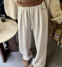 浪莎糯米褲女秋冬白色加絨加厚軟糯高腰垂感直筒棉褲闊腿褲 曬單實(shí)拍圖