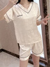 雅鹿睡衣女2026新款冰絲夏季短袖套裝女士夏天性感薄超家居服 2135-香檳色【短袖短褲】 M 適合體重80-100斤 曬單實(shí)拍圖