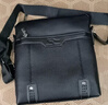 商務(wù)男士單肩包牛皮革公文包簡(jiǎn)約通勤電腦包斜挎包多功能手提包包 黑色 曬單實(shí)拍圖