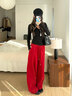 帛芮糯米彎刀褲女款2026年新款春款闊腿褲顯瘦休閑褲中線(xiàn)紅色香蕉褲子 曬單實(shí)拍圖