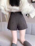 小香風(fēng)亮片毛呢短褲女2026春秋新款氣質(zhì)高腰顯瘦外穿a字闊腿靴褲 黑色 L 曬單實(shí)拍圖