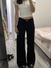 棉致韓版高腰微喇牛仔褲女春秋季新款寬松垂感顯瘦小個(gè)子休閑直筒褲子 021黑色【高品質(zhì)】 L 105-120斤 曬單實(shí)拍圖