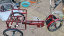 永久代步三輪車(chē)腳蹬成年人力自行腳蹬腳踏老人輕便加大座椅買(mǎi)菜車(chē) 【18寸高配】酒紅色-碟剎 單速款 曬單實(shí)拍圖
