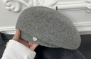新款貝雷帽羊毛呢帽子女秋高級感大頭圍秋冬針織帽八角帽帽子女款 灰色 56-58cm 曬單實(shí)拍圖