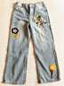 POUM秋冬季男士美式水洗復古做舊鉤花系列直筒牛仔褲寬松休閑長(cháng)褲子 XHJ-A293藍色 XL 曬單實(shí)拍圖