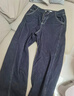 紅袖深藍牛仔褲春季新款女裝高級撞色走線(xiàn)繡中腰寬松闊腿休閑拖地長(cháng)褲 深牛仔藍072（L碼XL碼預售4.1） L 曬單實(shí)拍圖