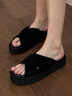UGG夏季新款女士舒適時(shí)尚純色厚底露趾休閑交叉一字拖鞋 1178876 BLK | 黑色 36 曬單實(shí)拍圖