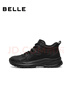 百麗（Belle）運動(dòng)風(fēng)休閑靴女冬季新款商場(chǎng)同款厚底增高高幫休閑鞋E6K1DDD5 黑色-絨里 36 (230mm) 曬單實(shí)拍圖
