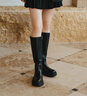 73Hours明星同款女鞋直拍封面冬季新款顯瘦騎士靴女厚底長(cháng)筒彈力靴 黑色 35 曬單實(shí)拍圖
