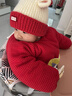 XELECPOCKET兒童帽子秋冬季1-3歲女寶寶針織帽圍巾嬰幼兒紅色喜慶過(guò)年毛線(xiàn)帽 小鹿角-紅色【帽子+圍巾】 均碼【頭圍46-52cm】 曬單實(shí)拍圖