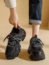 奧古獅登（Agsdon）老爹鞋女春季新款厚底增高星星運動(dòng)鞋女學(xué)生百搭休閑鞋 黑色 36 曬單實(shí)拍圖