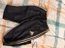 阿迪達斯（adidas）長(cháng)褲男女春季寬松透氣直筒褲跑步運動(dòng)防風(fēng)休閑褲  黑金 L 曬單實(shí)拍圖