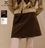 香影美拉德咖色燈芯絨半身裙女2025冬季新款復古高腰a字包臀短裙 咖色 XL 170/72A/125-140斤 曬單實(shí)拍圖