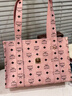 MCM【春夏新品】MCM AREN小號桃花粉背提包手提包 桃花粉 小號 曬單實(shí)拍圖