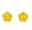 周大福 玫瑰花足金黃金耳釘(工費220)約2g EOF188生日禮物 曬單實(shí)拍圖