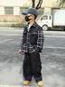 G.duck小黃鴨2026新款春秋個(gè)性格子男童套裝時(shí)尚帥氣有型休閑外套工裝褲 黑色 120 (建議身高110cm-120cm) 曬單實(shí)拍圖