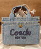 蔻馳（COACH）女士CARGO 20號丹寧色托特包斜挎包通勤女包 B4/靛藍色 曬單實(shí)拍圖