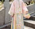 羅蒙女童漢服套裝兒童新中式國風(fēng)馬年節明制漢服馬面裙演出服 粉色150 曬單實(shí)拍圖