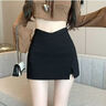 2026春夏新款純色半身褲裙女大碼胖m設計感顯瘦防走光開(kāi)衩a字短裙 黑色 XL 曬單實(shí)拍圖
