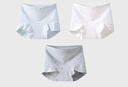 貓人（MiiOW）少女生平角內褲女士純棉四角底褲加長(cháng)襠全棉印花透氣安全短褲 藍格+蝴蝶結+灰愛(ài)心 3條 XL 【建議重120-140斤】 曬單實(shí)拍圖