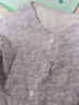 北極絨純棉中老年春夏季薄款吸汗透氣長(cháng)袖開(kāi)衫上衣褲子套裝家居服睡衣女 梅紫花（長(cháng)袖+長(cháng)褲）有口袋 3XL （建議140-160斤） 曬單實(shí)拍圖