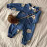 G.duck嬰兒衣服秋季軟牛仔兒童連體衣周歲百天男寶寶春秋裝外套外出爬服 藍色+包包 73cm 建議7-9個(gè)月13-18斤 曬單實(shí)拍圖