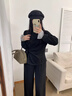 法貝莎品牌女裝套裝女2026年春新款松弛半高領(lǐng)氣質(zhì)上衣闊腿褲通勤兩件套 深灰色 L 曬單實(shí)拍圖
