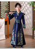 小淘孩兒童漢服男童套裝國學(xué)服中國風(fēng)唐裝古裝武俠風(fēng)明制飛魚(yú)服演出服 浮龍藍色套裝+吊墜 130 曬單實(shí)拍圖