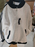 主意范（ZHUYIFAN）美式條紋休閑開(kāi)衫衛衣男秋冬加絨加厚潮牌學(xué)院風(fēng)情侶運動(dòng)夾克外套 A001-W5089白灰(高品質(zhì)升級版） L 105-125斤 曬單實(shí)拍圖