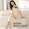 貓人（MiiOW）女士睡衣女夏季純棉圓領(lǐng)休閑寬松套頭女生可外穿家居服睡裙 曬單實(shí)拍圖
