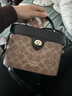 蔻馳（COACH）【春尚新】女包精致百搭單肩斜跨手提包盒子包蔻馳女包送女生禮物 卡其配黑色CBQ35IMQRX 曬單實(shí)拍圖