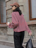 德瑪納【城市平行線(xiàn)】春季復古撞色條紋圓領(lǐng)上衣寬松遮肉舒適好搭女衛衣 曬單實(shí)拍圖