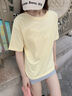 名創(chuàng  )優(yōu)品（MINISO）短袖t恤女2026新款初夏穿搭小個(gè)子打底衫寬松純棉黃色正肩上衣服 曬單實(shí)拍圖