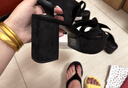 CHARLES&KEITH26春新品方頭蝴蝶結厚底涼鞋高跟鞋CK1-60580329 BLACK TEXTURED黑色紋理 37 （235） 曬單實(shí)拍圖