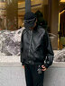 FIVE CM棒球服pu皮皮衣夾克外套男士冬季防風(fēng)休閑戶(hù)外機能外衣 黑色 2XL 曬單實(shí)拍圖