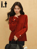 :CHOCOOLATEit本命年紅色套頭圓領(lǐng)針織毛衣女冬季新款寬松保暖上衣 紅色 均碼 曬單實(shí)拍圖