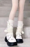可愛(ài)lolita腿套日系針織保暖蝴蝶結毛球堆堆襪 毛球蝴蝶結襪套白 均碼 曬單實(shí)拍圖