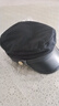 擇信 春秋冬季民國風(fēng)時(shí)尚簡(jiǎn)約女款英倫復古小碼鴨舌帽仿pu皮檐時(shí)裝帽子男封口大頭圍平頂帽大碼鴨學(xué)生帽男 黑色 S碼 56cm 曬單實(shí)拍圖