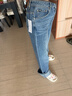 Lee25秋冬新品428懶懶褲舒適高腰直腳五袋款設計中藍色女牛仔褲 曬單實(shí)拍圖
